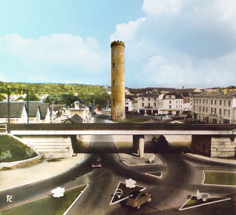 Rare photo de la tour du Cordier, porte de Paris, � Poitiers, dans sa hauteur originelle, photo par Thibaud Chesn�